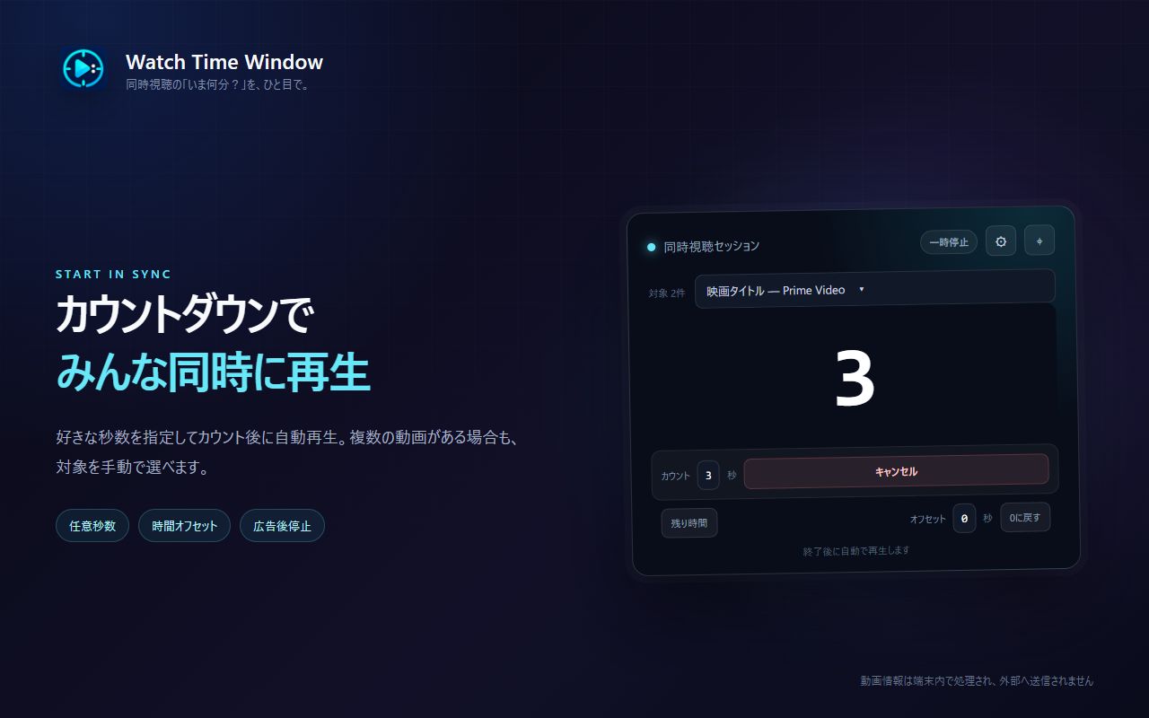カウントダウンでみんなの再開を合図。表示ウィンドウに大きく3を表示